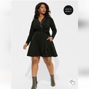 Like New Torrid Size 26 black mini tuxedo dress